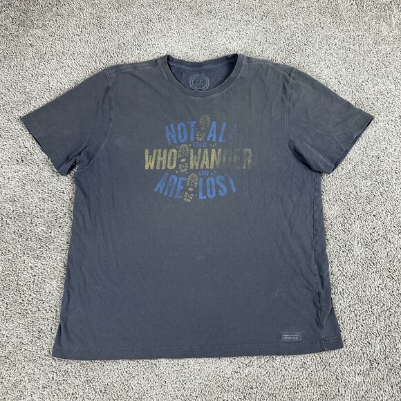 Life Is Good Shirt Mens L Gray Not All Who Wander Are Lost Classic Fit - Picture 1 of 11
